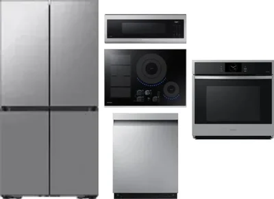 5 Piece Package Includes Refrigerator, Cooktop, Wall Oven, Microwave And Dishwasher
