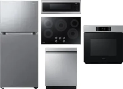5 Piece Package Includes Refrigerator, Cooktop, Wall Oven, Microwave And Dishwasher