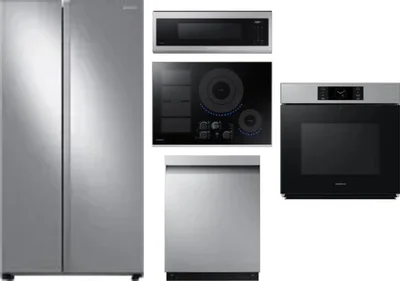5 Piece Package Includes Refrigerator, Cooktop, Wall Oven, Microwave And Dishwasher