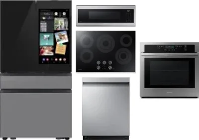5 Piece Package Includes Refrigerator, Cooktop, Wall Oven, Microwave And Dishwasher