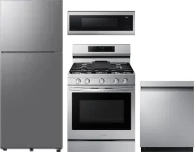 4 Piece Package Includes Refrigerator, Range, Microwave And Dishwasher