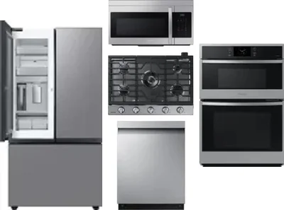 5 Piece Package Includes Refrigerator, Cooktop, Wall Oven, Microwave And Dishwasher