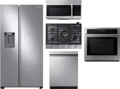 5 Piece Package Includes Refrigerator, Cooktop, Wall Oven, Microwave And Dishwasher