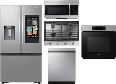 5 Piece Package Includes Refrigerator, Cooktop, Wall Oven, Microwave And Dishwasher