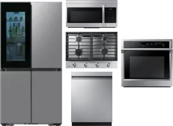 5 Piece Package Includes Refrigerator, Cooktop, Wall Oven, Microwave And Dishwasher