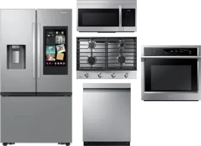 5 Piece Package Includes Refrigerator, Cooktop, Wall Oven, Microwave And Dishwasher