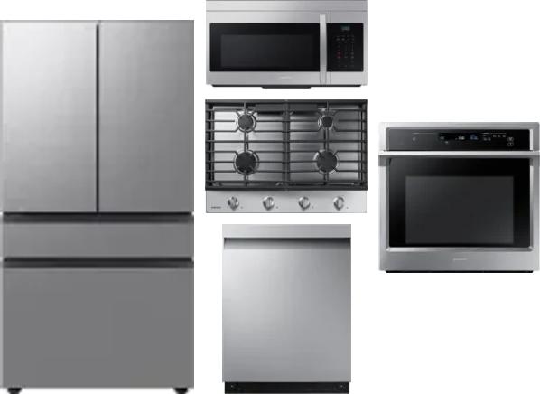 5 Piece Package Includes Refrigerator, Cooktop, Wall Oven, Microwave And Dishwasher