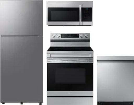 4 Piece Package Includes Refrigerator, Range, Microwave And Dishwasher