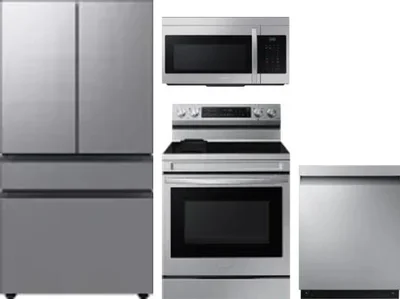 4 Piece Package Includes Refrigerator, Range, Microwave And Dishwasher