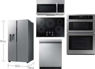 5 Piece Package Includes Refrigerator, Cooktop, Wall Oven, Microwave And Dishwasher