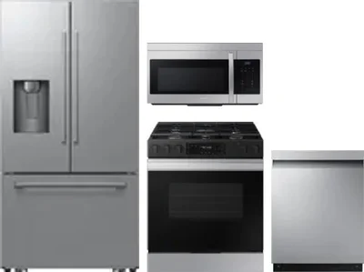 4 Piece Package Includes Refrigerator, Range, Microwave And Dishwasher