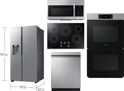 5 Piece Package Includes Refrigerator, Cooktop, Wall Oven, Microwave And Dishwasher
