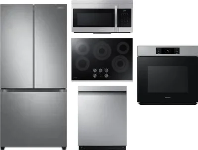 5 Piece Package Includes Refrigerator, Cooktop, Wall Oven, Microwave And Dishwasher