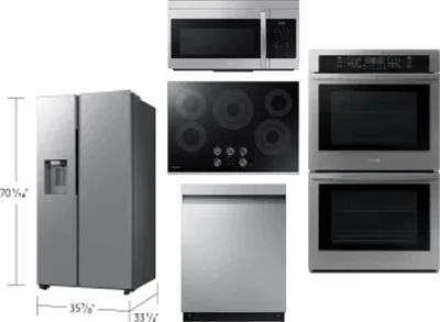 5 Piece Package Includes Refrigerator, Cooktop, Wall Oven, Microwave And Dishwasher