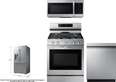4 Piece Package Includes Refrigerator, Range, Microwave And Dishwasher