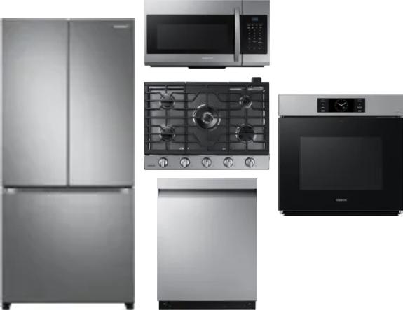 5 Piece Package Includes Refrigerator, Cooktop, Wall Oven, Microwave And Dishwasher