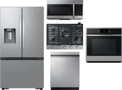 5 Piece Package Includes Refrigerator, Cooktop, Wall Oven, Microwave And Dishwasher