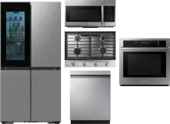 5 Piece Package Includes Refrigerator, Cooktop, Wall Oven, Microwave And Dishwasher