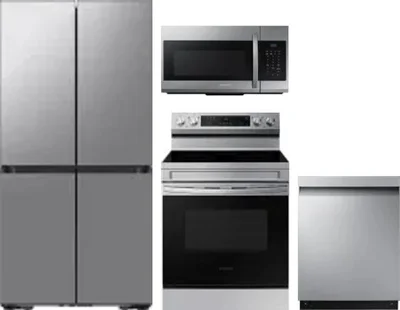 4 Piece Package Includes Refrigerator, Range, Microwave And Dishwasher