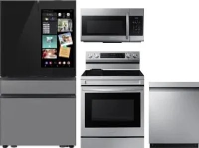4 Piece Package Includes Refrigerator, Range, Microwave And Dishwasher