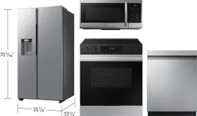 4 Piece Package Includes Refrigerator, Range, Microwave And Dishwasher