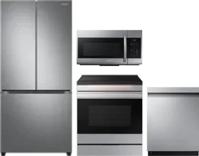 4 Piece Package Includes Refrigerator, Range, Microwave And Dishwasher