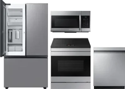 4 Piece Package Includes Refrigerator, Range, Microwave And Dishwasher