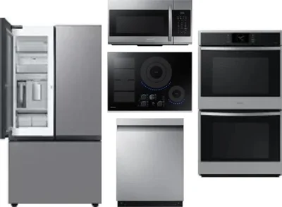 5 Piece Package Includes Refrigerator, Cooktop, Wall Oven, Microwave And Dishwasher