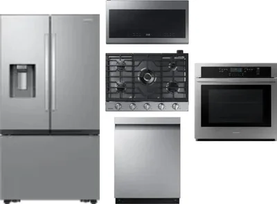 5 Piece Package Includes Refrigerator, Cooktop, Wall Oven, Microwave And Dishwasher