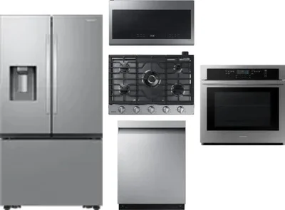 5 Piece Package Includes Refrigerator, Cooktop, Wall Oven, Microwave And Dishwasher