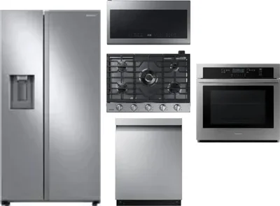 5 Piece Package Includes Refrigerator, Cooktop, Wall Oven, Microwave And Dishwasher