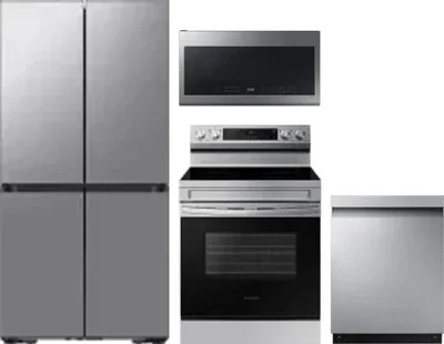 4 Piece Package Includes Refrigerator, Range, Microwave And Dishwasher