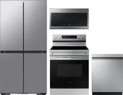 4 Piece Package Includes Refrigerator, Range, Microwave And Dishwasher