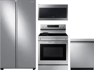 4 Piece Package Includes Refrigerator, Range, Microwave And Dishwasher