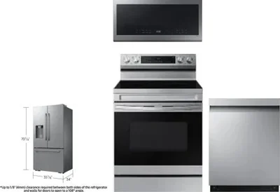 4 Piece Package Includes Refrigerator, Range, Microwave And Dishwasher