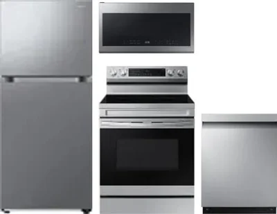4 Piece Package Includes Refrigerator, Range, Microwave And Dishwasher