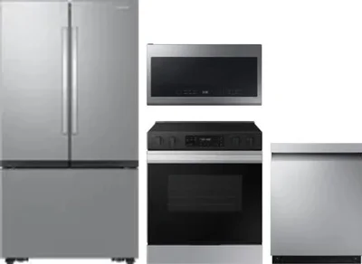 4 Piece Package Includes Refrigerator, Range, Microwave And Dishwasher