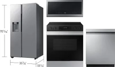 4 Piece Package Includes Refrigerator, Range, Microwave And Dishwasher
