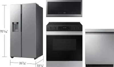 4 Piece Package Includes Refrigerator, Range, Microwave And Dishwasher
