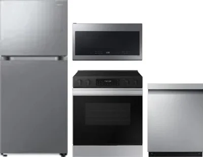 4 Piece Package Includes Refrigerator, Range, Microwave And Dishwasher