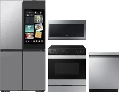 4 Piece Package Includes Refrigerator, Range, Microwave And Dishwasher