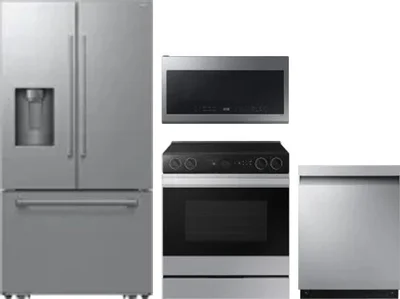 4 Piece Package Includes Refrigerator, Range, Microwave And Dishwasher
