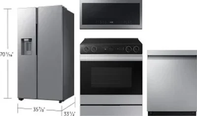 4 Piece Package Includes Refrigerator, Range, Microwave And Dishwasher