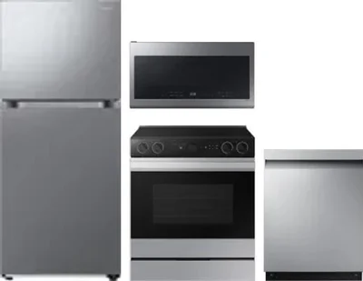 4 Piece Package Includes Refrigerator, Range, Microwave And Dishwasher