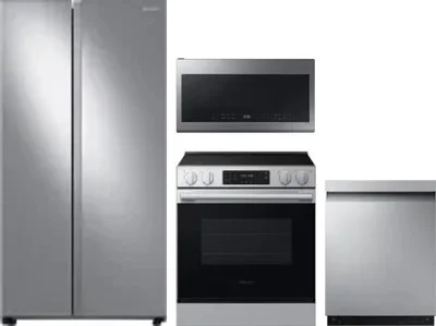 4 Piece Package Includes Refrigerator, Range, Microwave And Dishwasher