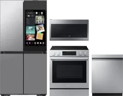 4 Piece Package Includes Refrigerator, Range, Microwave And Dishwasher