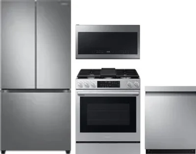 4 Piece Package Includes Refrigerator, Range, Microwave And Dishwasher