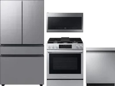 4 Piece Package Includes Refrigerator, Range, Microwave And Dishwasher