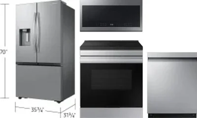 4 Piece Package Includes Refrigerator, Range, Microwave And Dishwasher