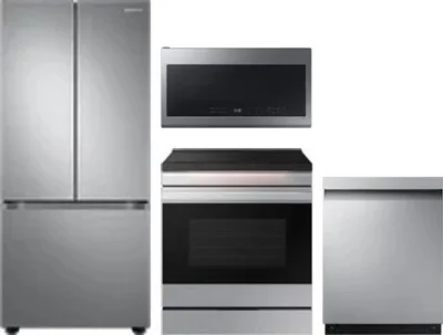 4 Piece Package Includes Refrigerator, Range, Microwave And Dishwasher